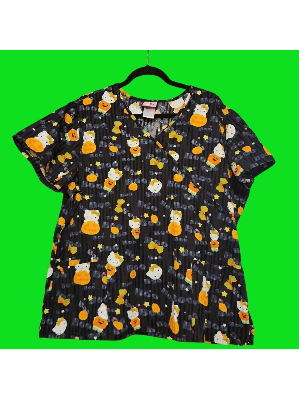 Hello Kitty Scrub Top Halloween Theme Size XL Boo Wording